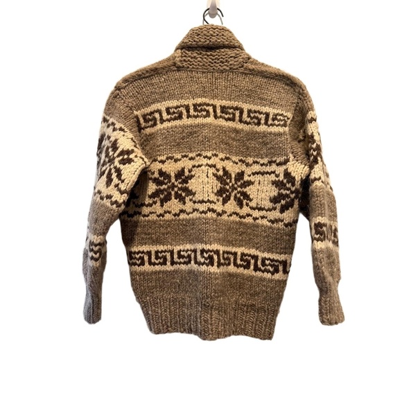 Vintage ‘60s Cowichan Native American Indian Sweater Jacket Snowflake Chunky M L - Picture 4 of 8